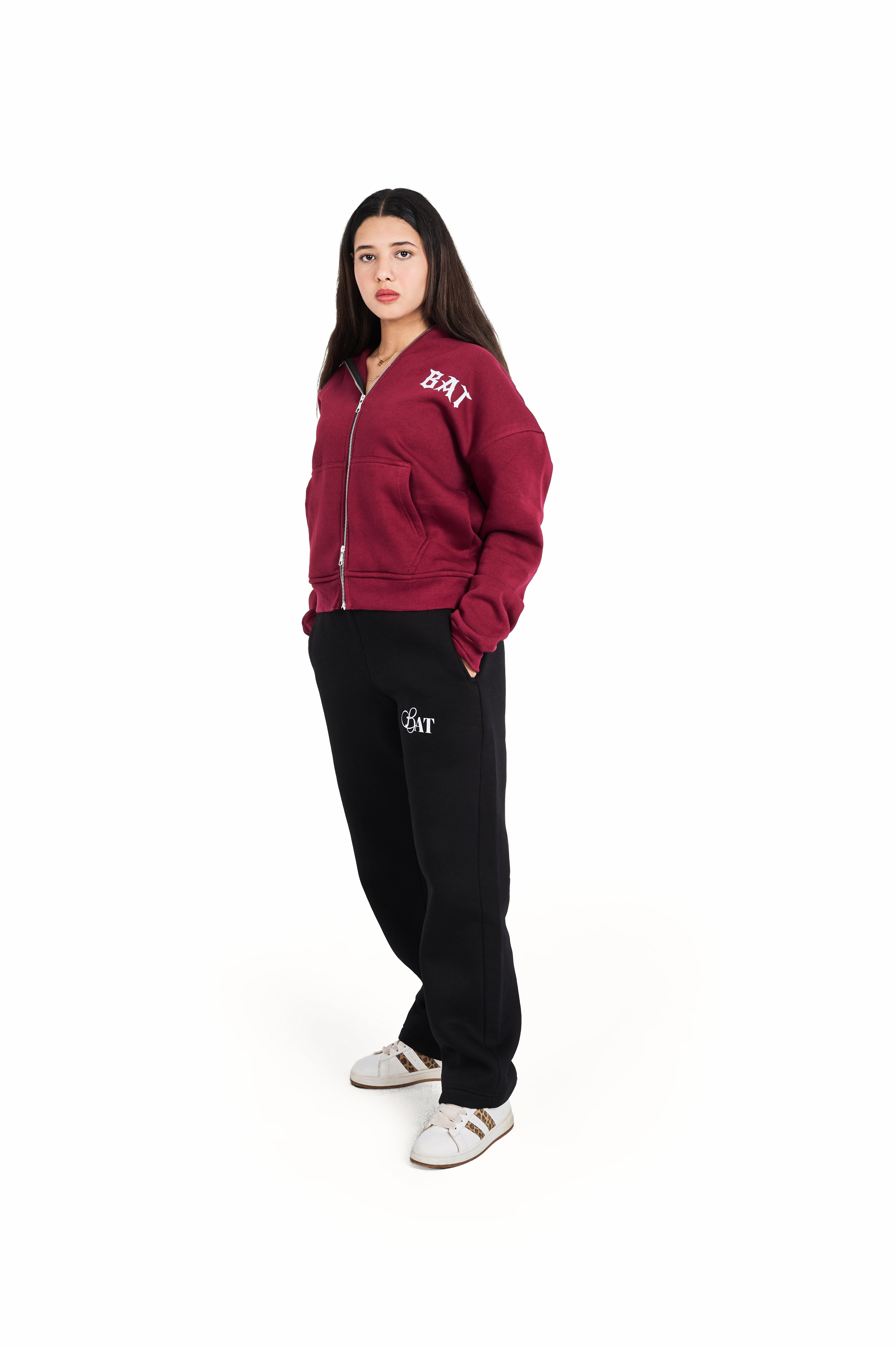 Burgundy bat zipper Jacket